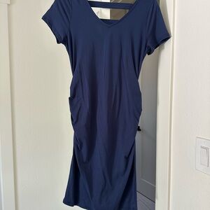Elegant Navy Blue Maternity Dress